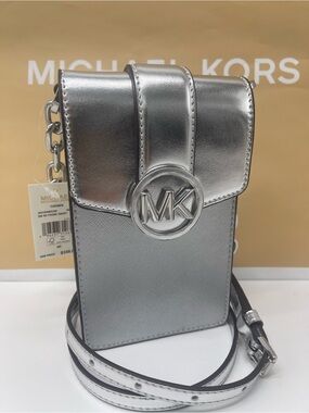 Michael Kors Carmen Small NS Logo Xbody Smartphone Crossbody Bag Silver
NWT